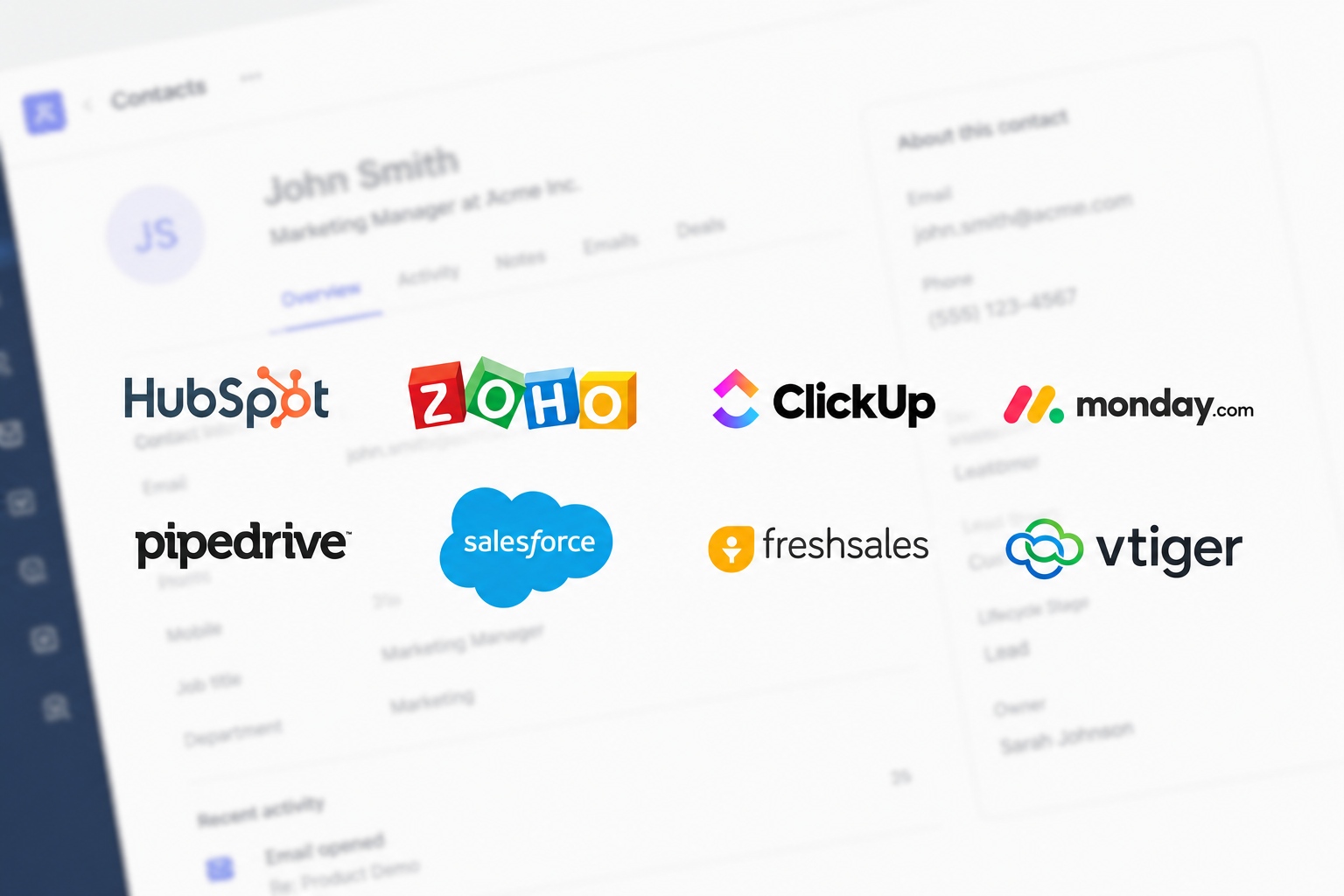 CRM integration to sales funnel and website